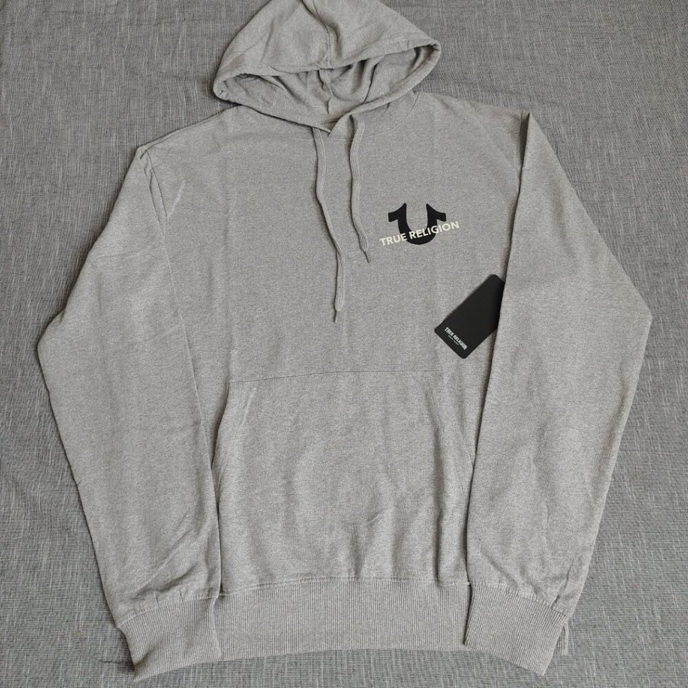 True Religion Gray Hooded Sweatshirt with Logo
